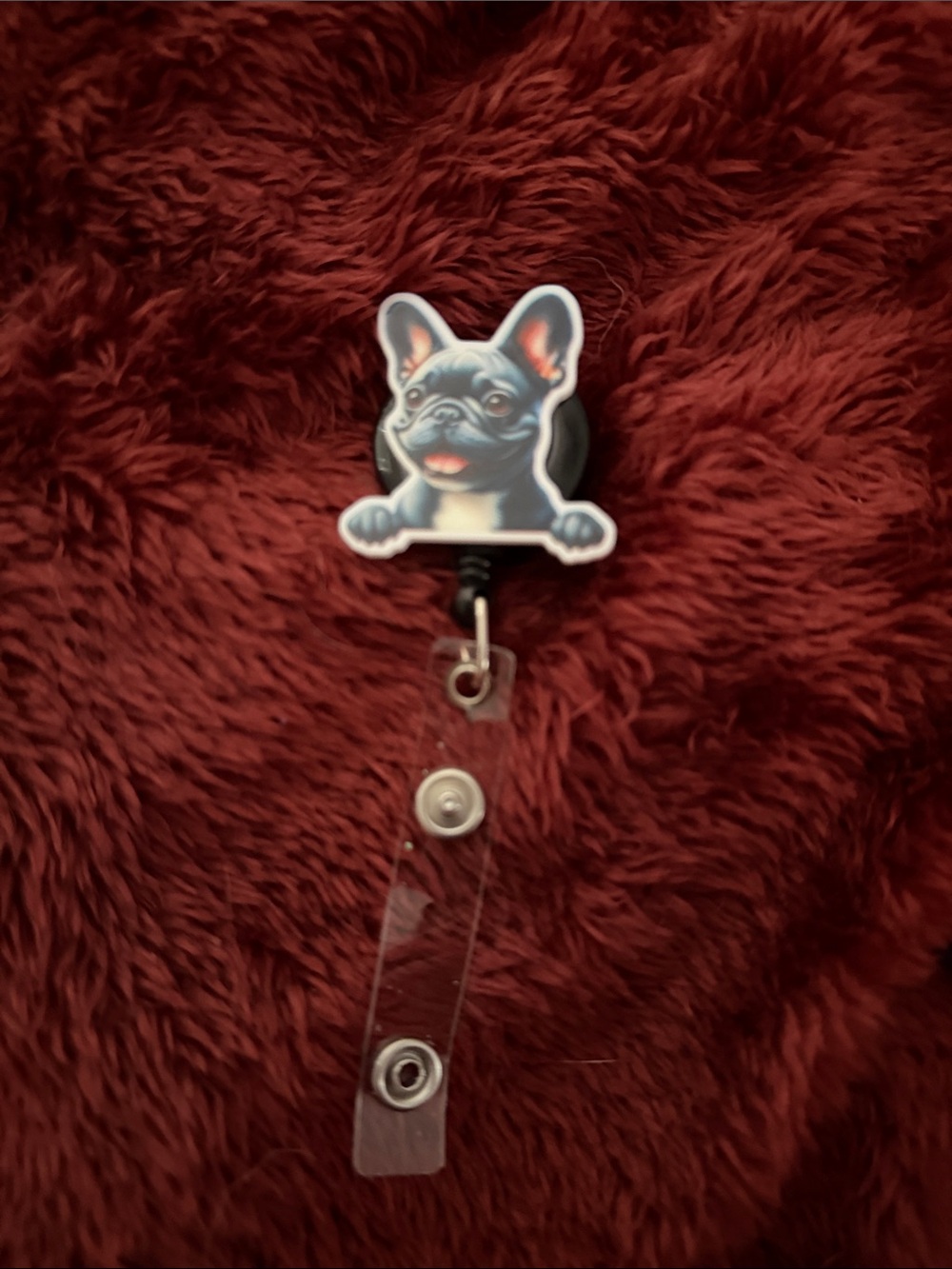 Black French Bulldog Badge Reel -